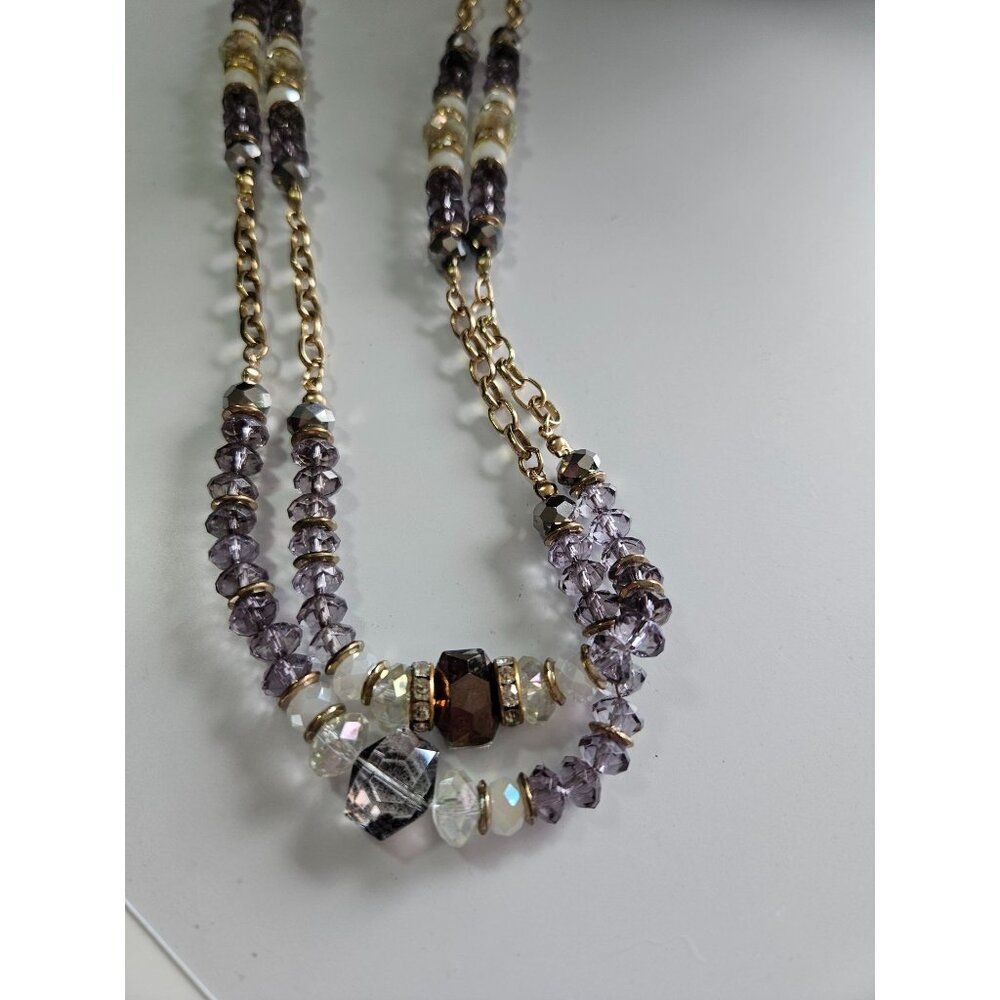 Inc gold tone long layered beaded necklace 40-43"